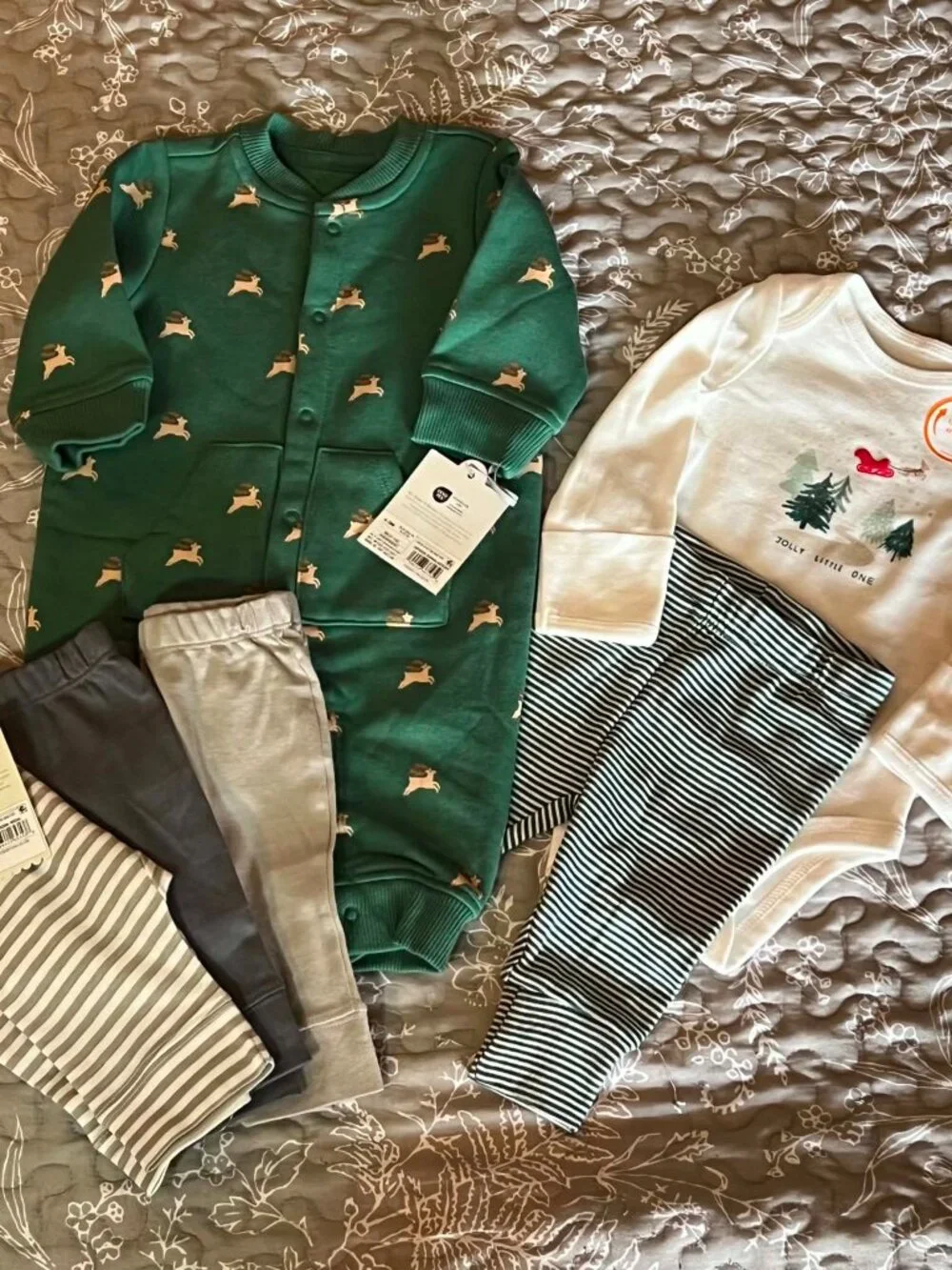 Set of 3 Romper-Bodysuit Set-Pull-On Pants NB-3M